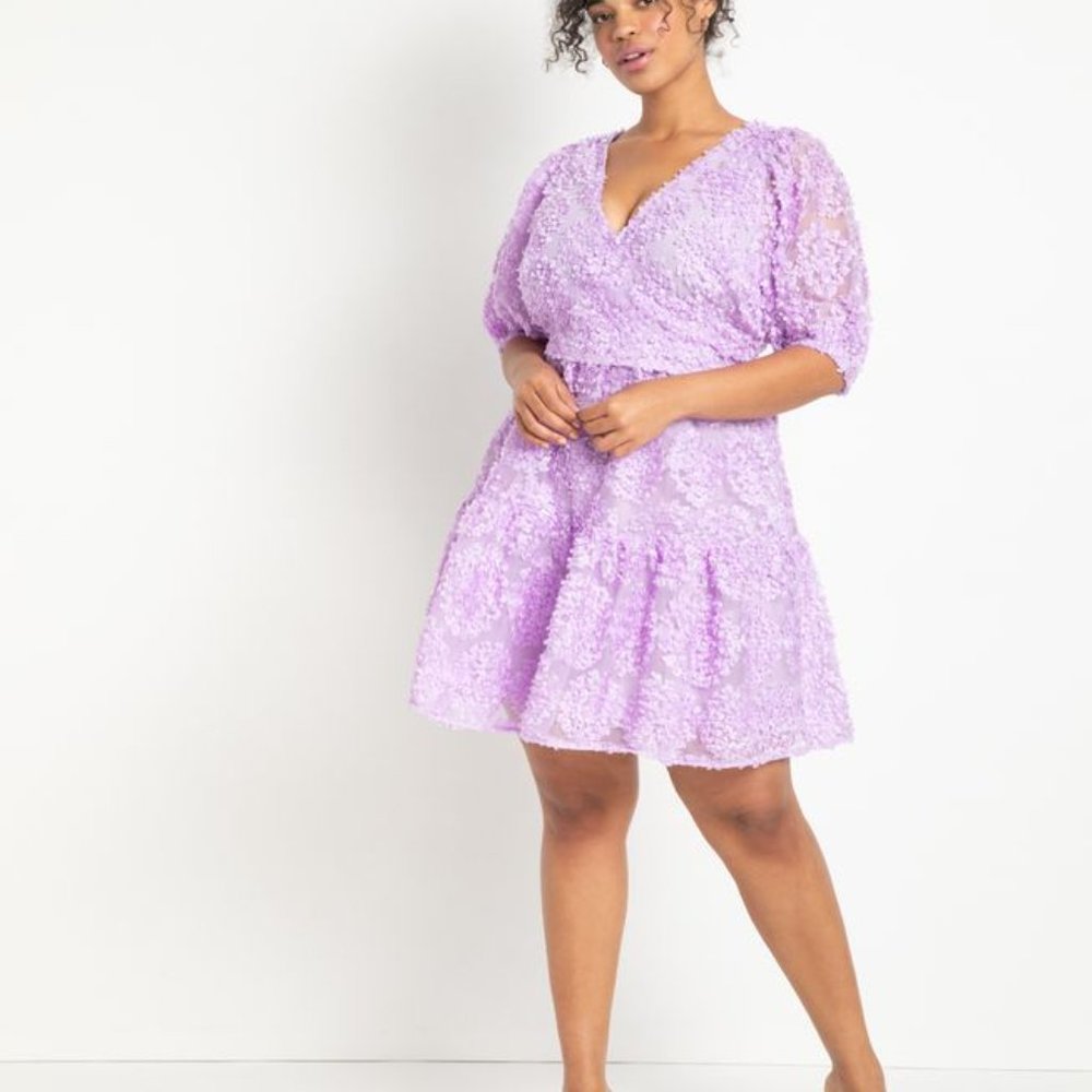 Eloquii Lavendar Sheer Textured Mini Dress (NWOT)